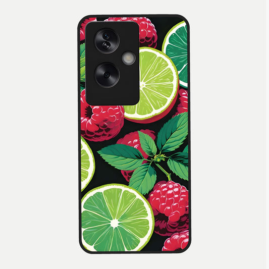  Lime and Raspberry Pattern Glass Case For Oppo A79 back cover – full design glossy printed glass finish