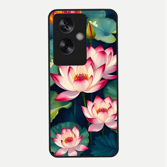  Lotus Dream Serenity Glass Case For Oppo A79 back cover – full design glossy printed glass finish