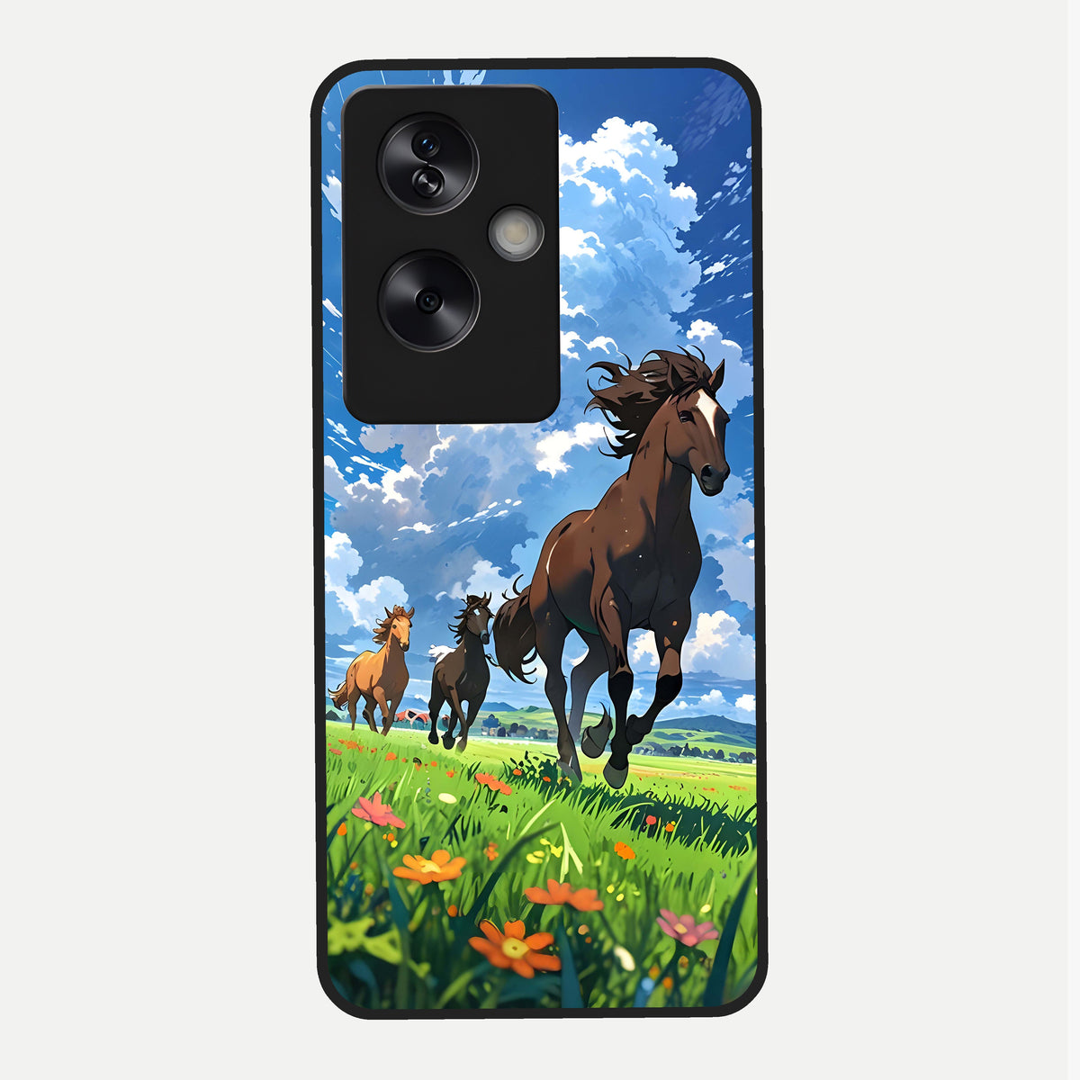  Majestic Horses Galloping Glass Case For Oppo A79 back cover – full design glossy printed glass finish