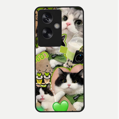  Matcha Cats Mood Glass Case For Oppo A79 back cover – full design glossy printed glass finish