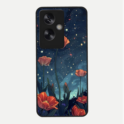  Midnight Tulip Glow Glass Case For Oppo A79 back cover – full design glossy printed glass finish