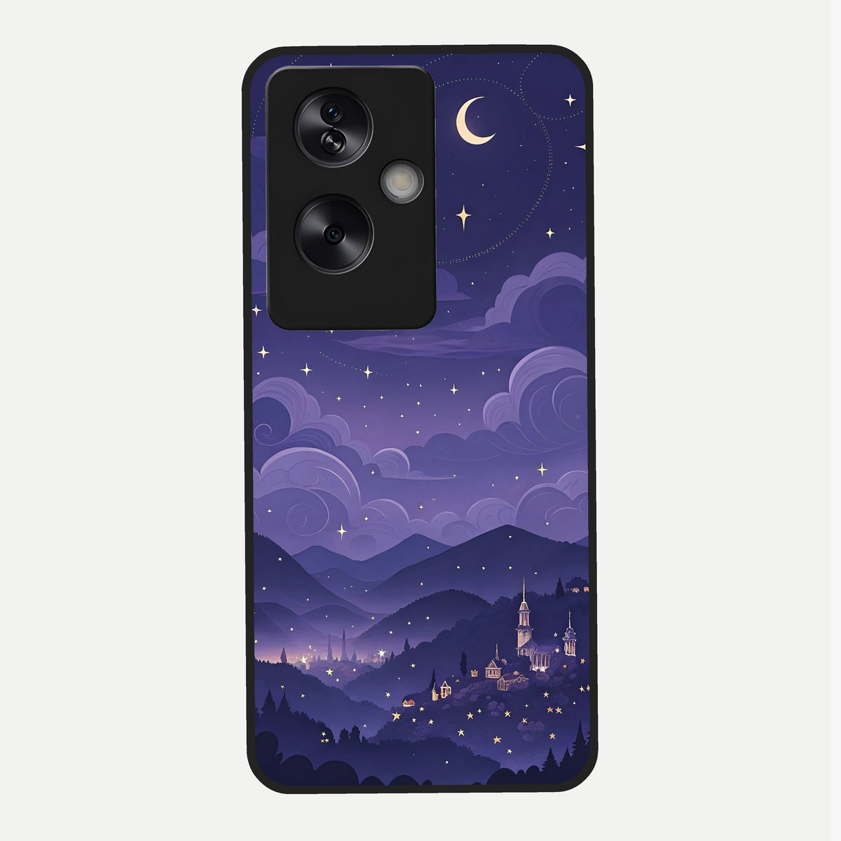  Minimal Night View Glass Case For Oppo A79 back cover – full design glossy printed glass finish