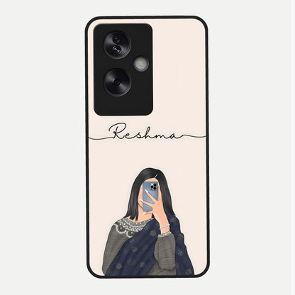  Mirror Mood Muse With Custom Name Glass Case For Oppo A79 back cover – full design glossy printed glass finish