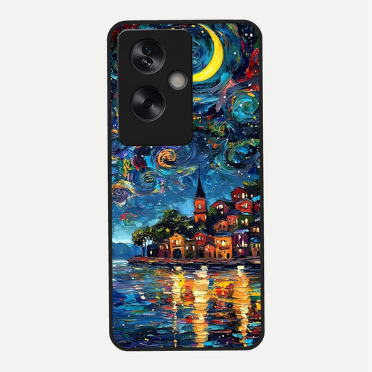  Moonlight Harbor Glow Glass Case For Oppo A79 back cover – full design glossy printed glass finish