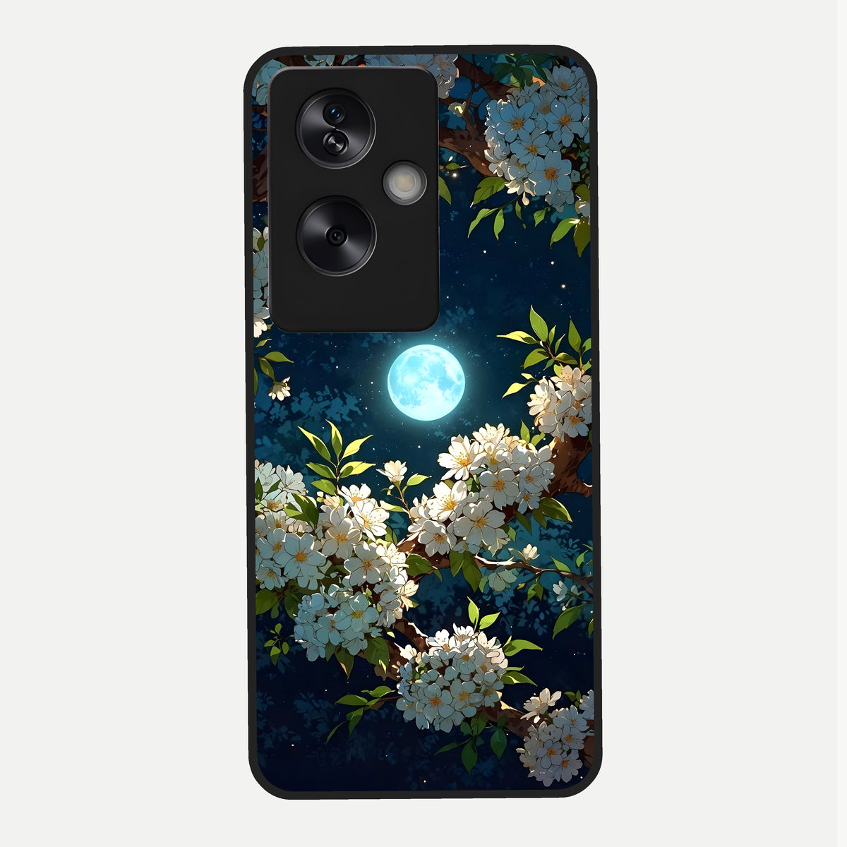  Moonlit Blossom Dream Glass Case For Oppo A79 back cover – full design glossy printed glass finish