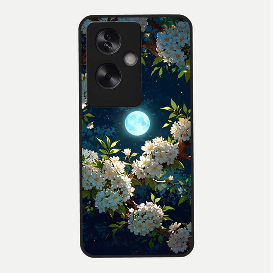  Moonlit Blossom Dream Glass Case For Oppo A79 back cover – full design glossy printed glass finish