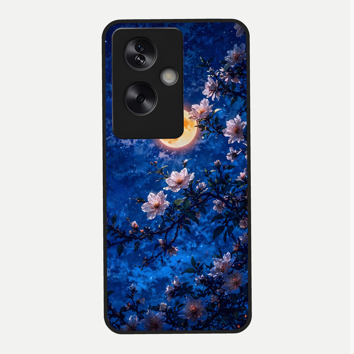  Moonlit Blossoms Night Glass Case For Oppo A79 back cover – full design glossy printed glass finish