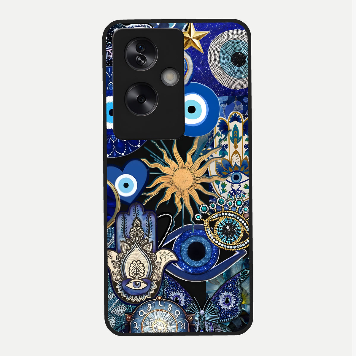  Mystic Blue Evil Eye Glass Case For Oppo A79 back cover – full design glossy printed glass finish