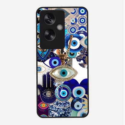  Mystic Charm Eye Glass Case For Oppo A79 back cover – full design glossy printed glass finish