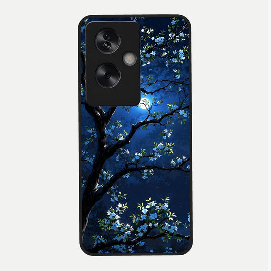  Mystic Floral Night Glass Case For Oppo A79 back cover – full design glossy printed glass finish