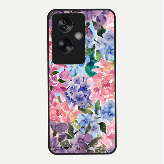  Pastel Floral Mix Glass Case For Oppo A79 back cover – full design glossy printed glass finish