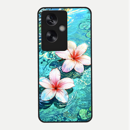  Pink Flowers in Water Glass Case For Oppo A79 back cover – full design glossy printed glass finish