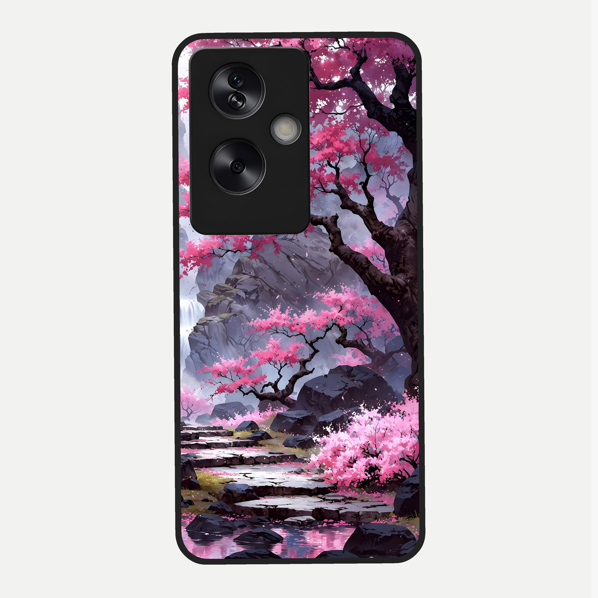  Pink Sunflower Glow Glass Case For Oppo A79 back cover – full design glossy printed glass finish