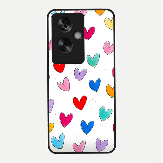  Playful Love Doodles Glass Case For Oppo A79 back cover – full design glossy printed glass finish