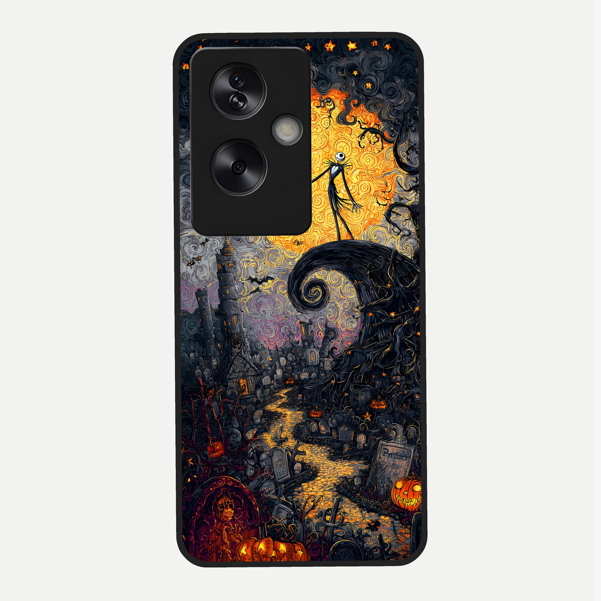  Pumpkin Moonlight Tale Glass Case For Oppo A79 back cover – full design glossy printed glass finish