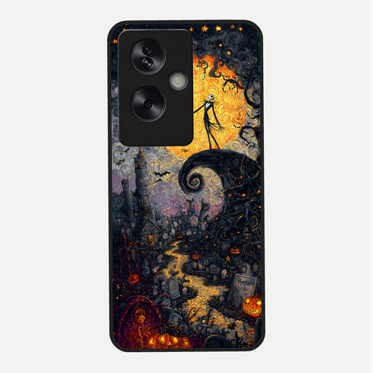  Pumpkin Moonlight Tale Glass Case For Oppo A79 back cover – full design glossy printed glass finish