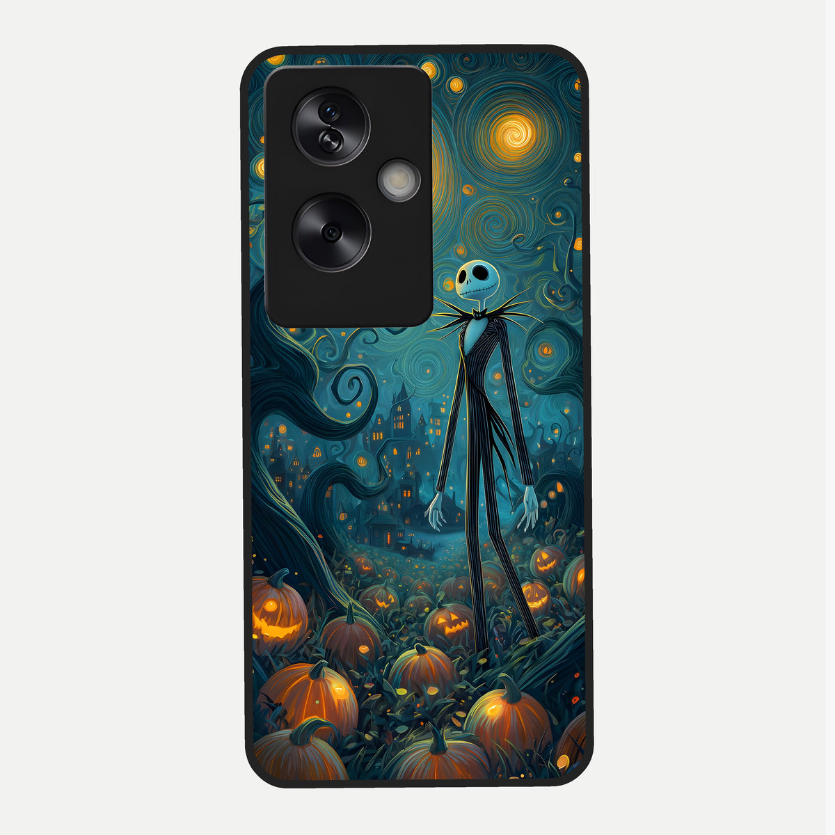  Pumpkin Moon Night Glass Case For Oppo A79 back cover – full design glossy printed glass finish