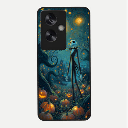  Pumpkin Moon Night Glass Case For Oppo A79 back cover – full design glossy printed glass finish