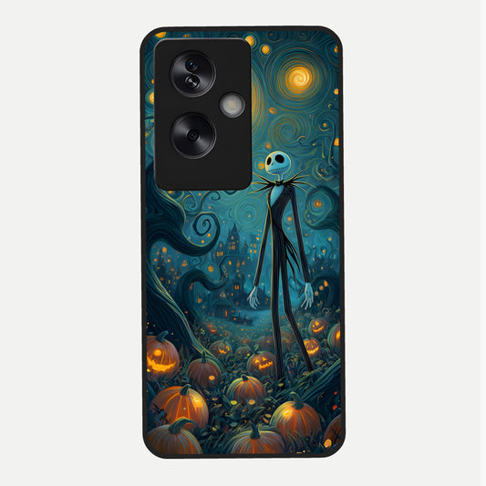  Pumpkin Moon Night Glass Case For Oppo A79 back cover – full design glossy printed glass finish
