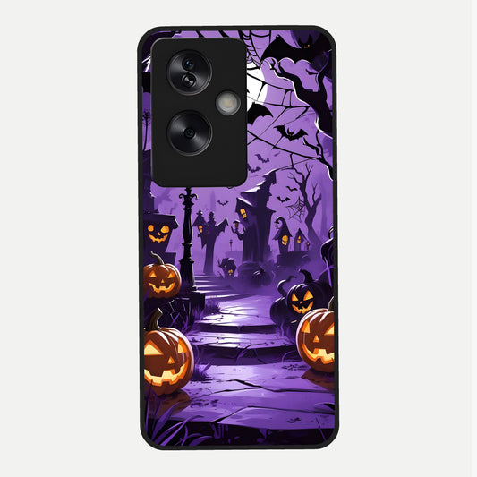  Pumpkin Patch Halloween Glass Case For Oppo A79 back cover – full design glossy printed glass finish