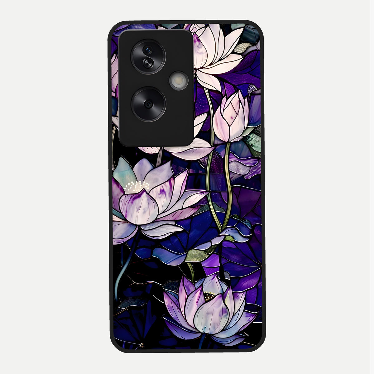  Purple Lotus Pattern Glass Case For Oppo A79 back cover – full design glossy printed glass finish