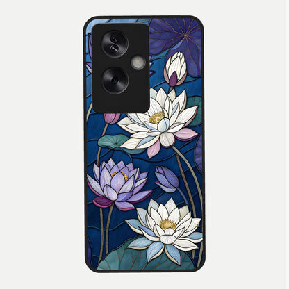  Purple Lotus Stained Glass Case For Oppo A79 back cover – full design glossy printed glass finish