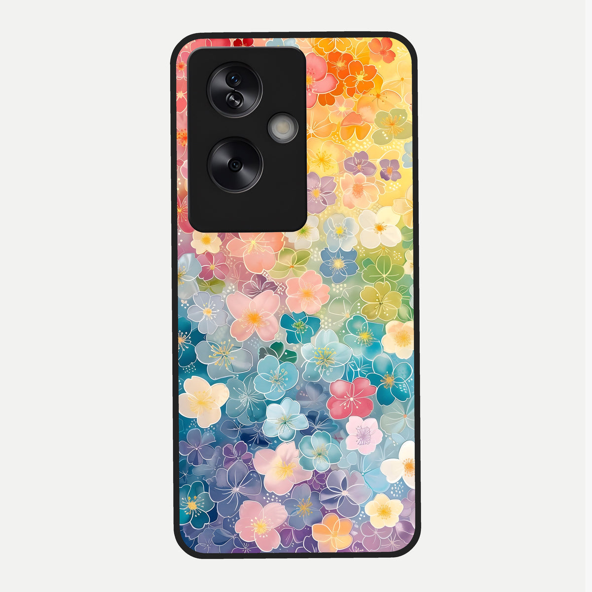  Rainbow Blossom Burst Glass Case For Oppo A79 back cover – full design glossy printed glass finish