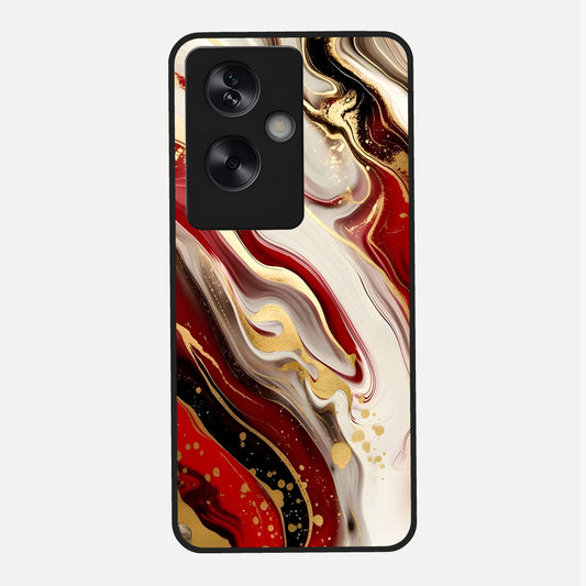  Red And White Marble Glass Case For Oppo A79 back cover – full design glossy printed glass finish