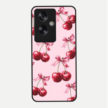  Red Cherries Pattern Glass Case For Oppo A79 back cover – full design glossy printed glass finish