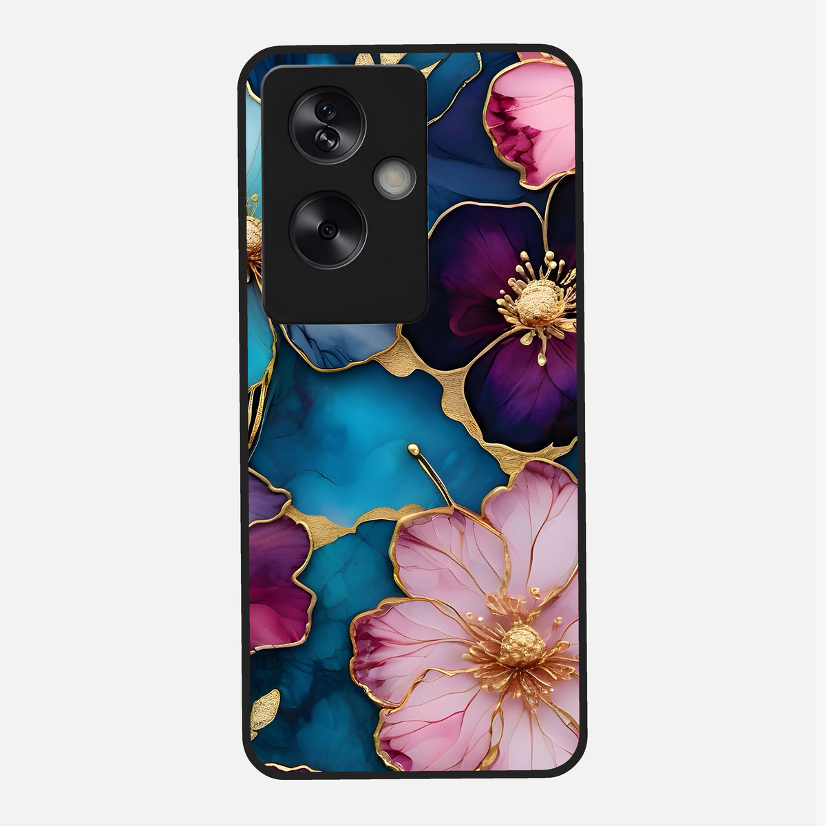  Sparkle Floral Glass Case For Oppo A79 back cover – full design glossy printed glass finish