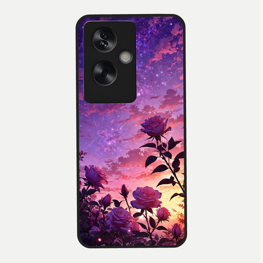  Starlit Rose Twilight Glass Case For Oppo A79 back cover – full design glossy printed glass finish