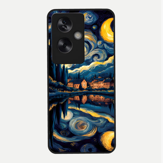  Starry Sky Serenity Glass Case For Oppo A79 back cover – full design glossy printed glass finish