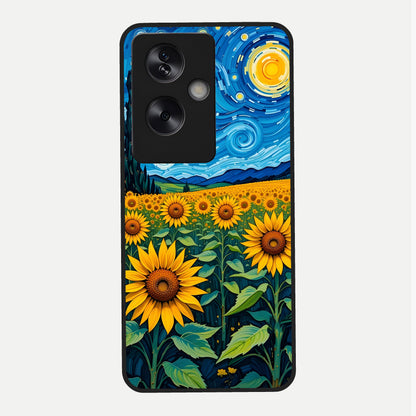  Starry Sunflower Dreams Glass Case For Oppo A79 back cover – full design glossy printed glass finish