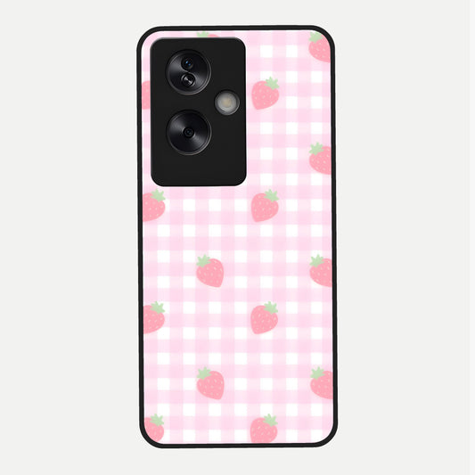  Strawberry Picnic Love Glass Case For Oppo A79 back cover – full design glossy printed glass finish