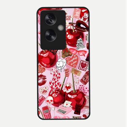  Sweet Cherry Chaos Glass Case For Oppo A79 back cover – full design glossy printed glass finish
