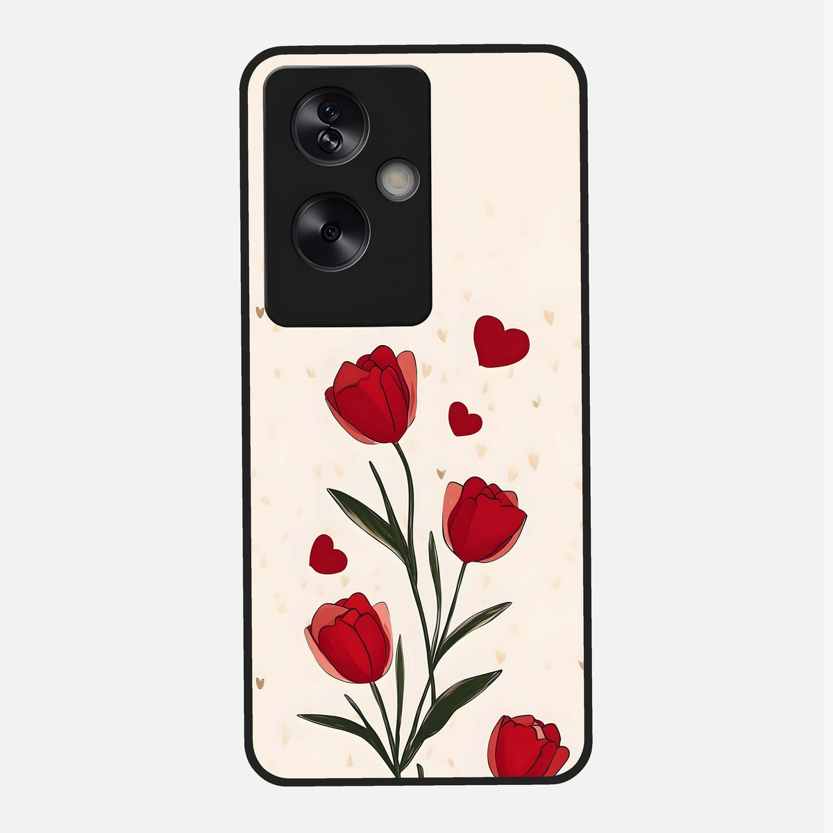  Tulip With Heart Glass Case For Oppo A79 back cover – full design glossy printed glass finish