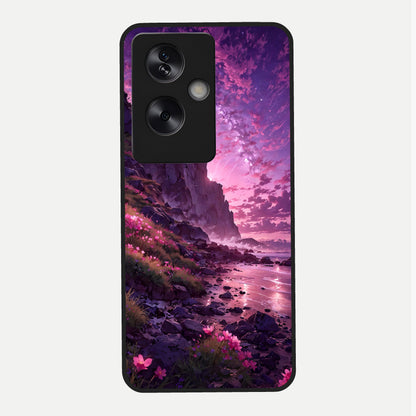  Twilight Blossom Coast Glass Case For Oppo A79 back cover – full design glossy printed glass finish