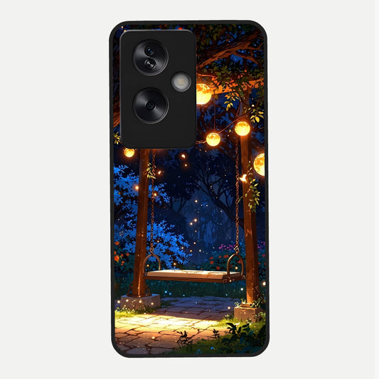  Twilight Garden Swing Glass Case For Oppo A79 back cover – full design glossy printed glass finish
