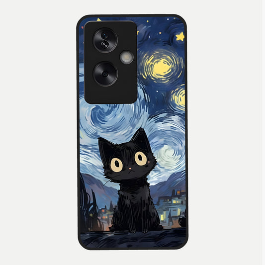  Van Gogh Cat Glass Case For Oppo A79 back cover – full design glossy printed glass finish