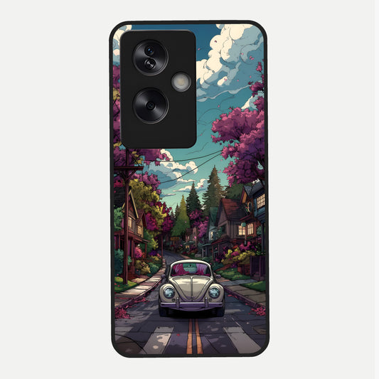  Vintage Street Drive Glass Case For Oppo A79 back cover – full design glossy printed glass finish