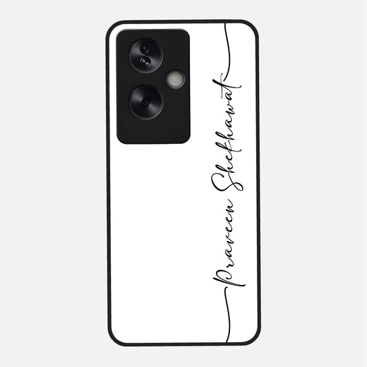  White Tune Custom Name Glass Case For Oppo A79 back cover – personalized glossy printed glass finish