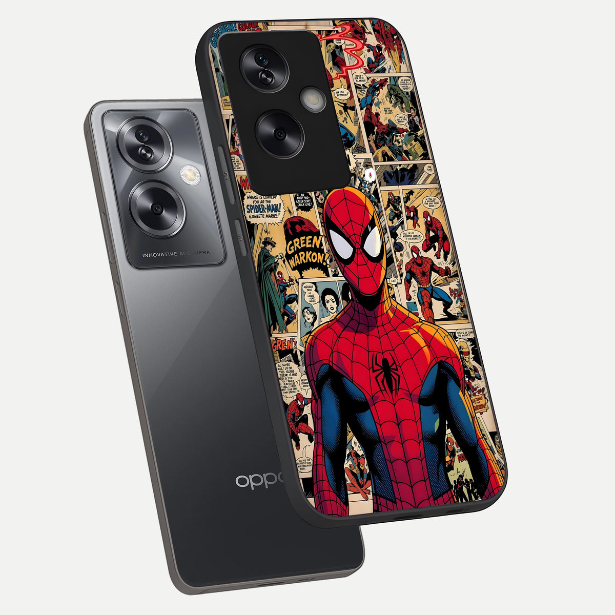  Aesthetic Spider phone case For Oppo A79 showing premium glass back cover with detailed artwork