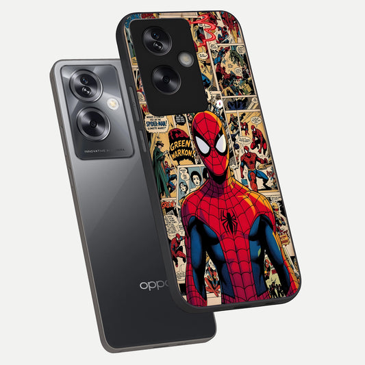  Aesthetic Spider phone case For Oppo A79 showing premium glass back cover with detailed artwork
