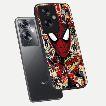 Aesthetic Wonder Spider phone case For Oppo A79 showing premium glass back cover with detailed artwork
