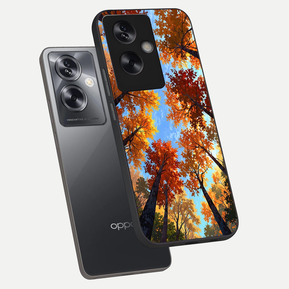  Autumn Sky Rise phone case For Oppo A79 showing premium glass back cover with detailed artwork