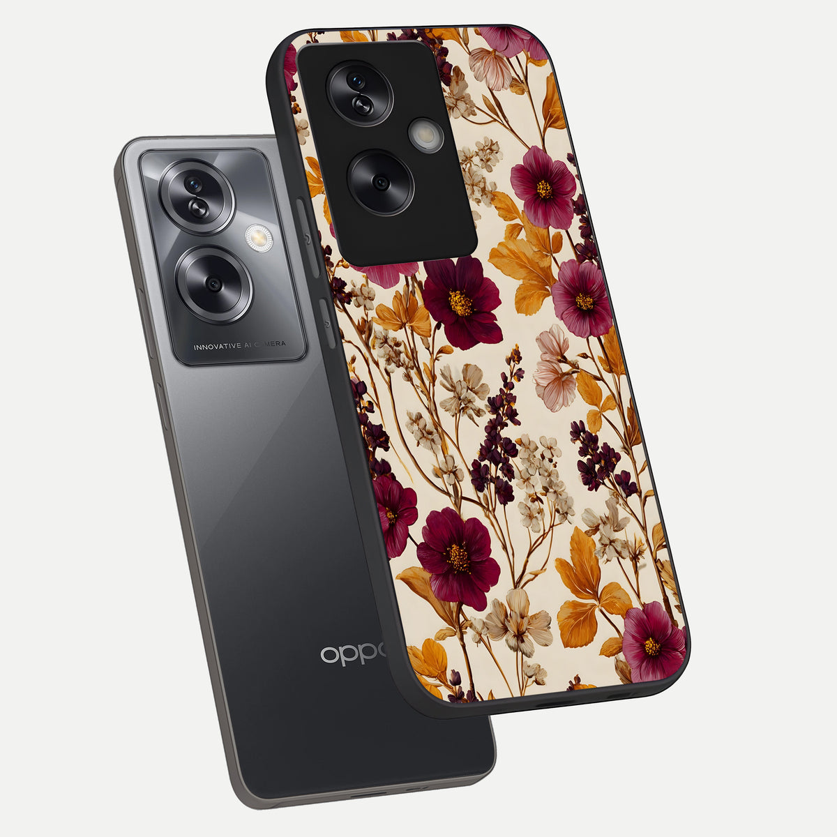  Autumn Wine Bloom phone case For Oppo A79 showing premium glass back cover with detailed artwork