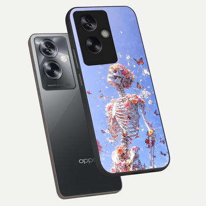  Bloom Beyond Bones phone case For Oppo A79 showing premium glass back cover with detailed artwork
