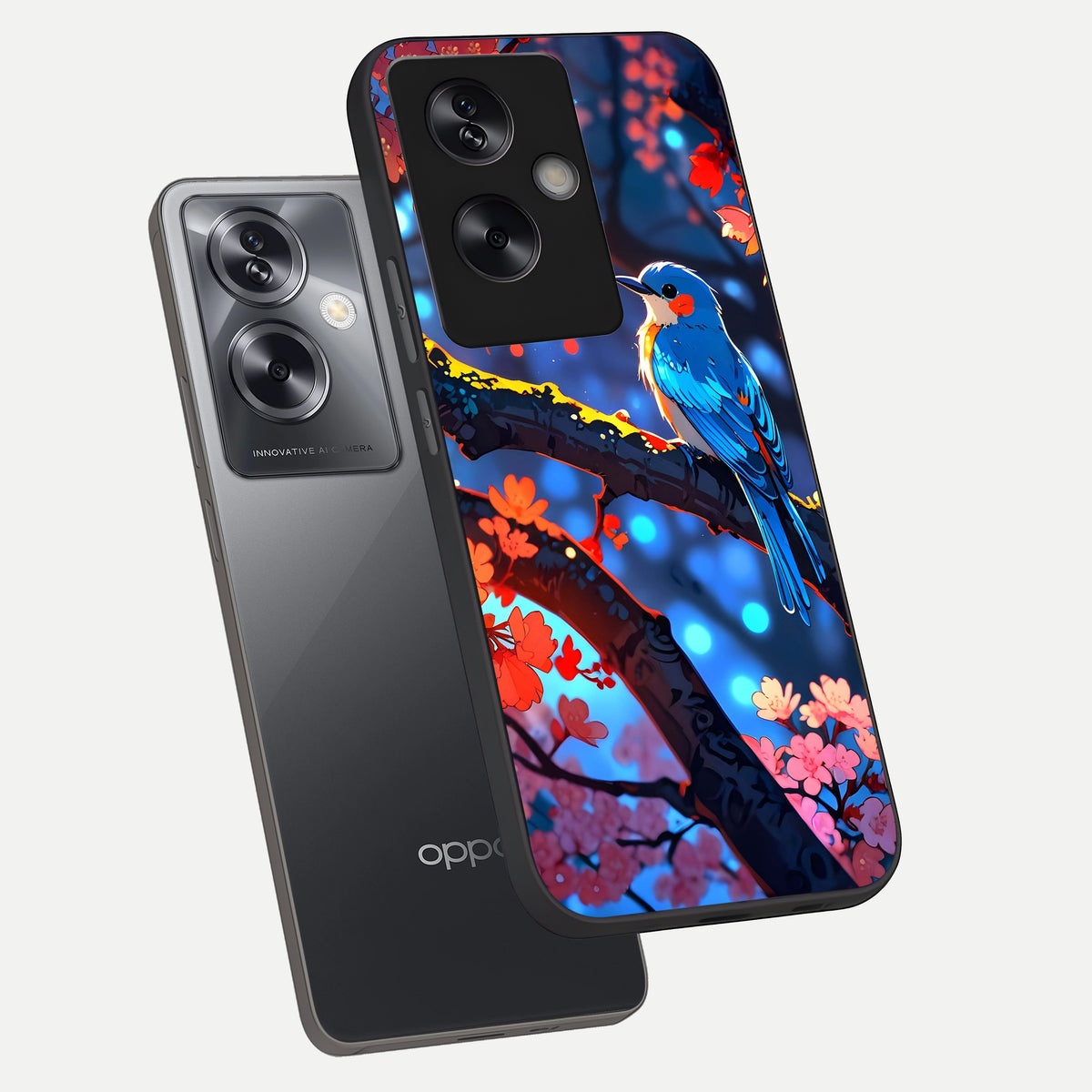  Blooming Water Drift phone case For Oppo A79 showing premium glass back cover with detailed artwork