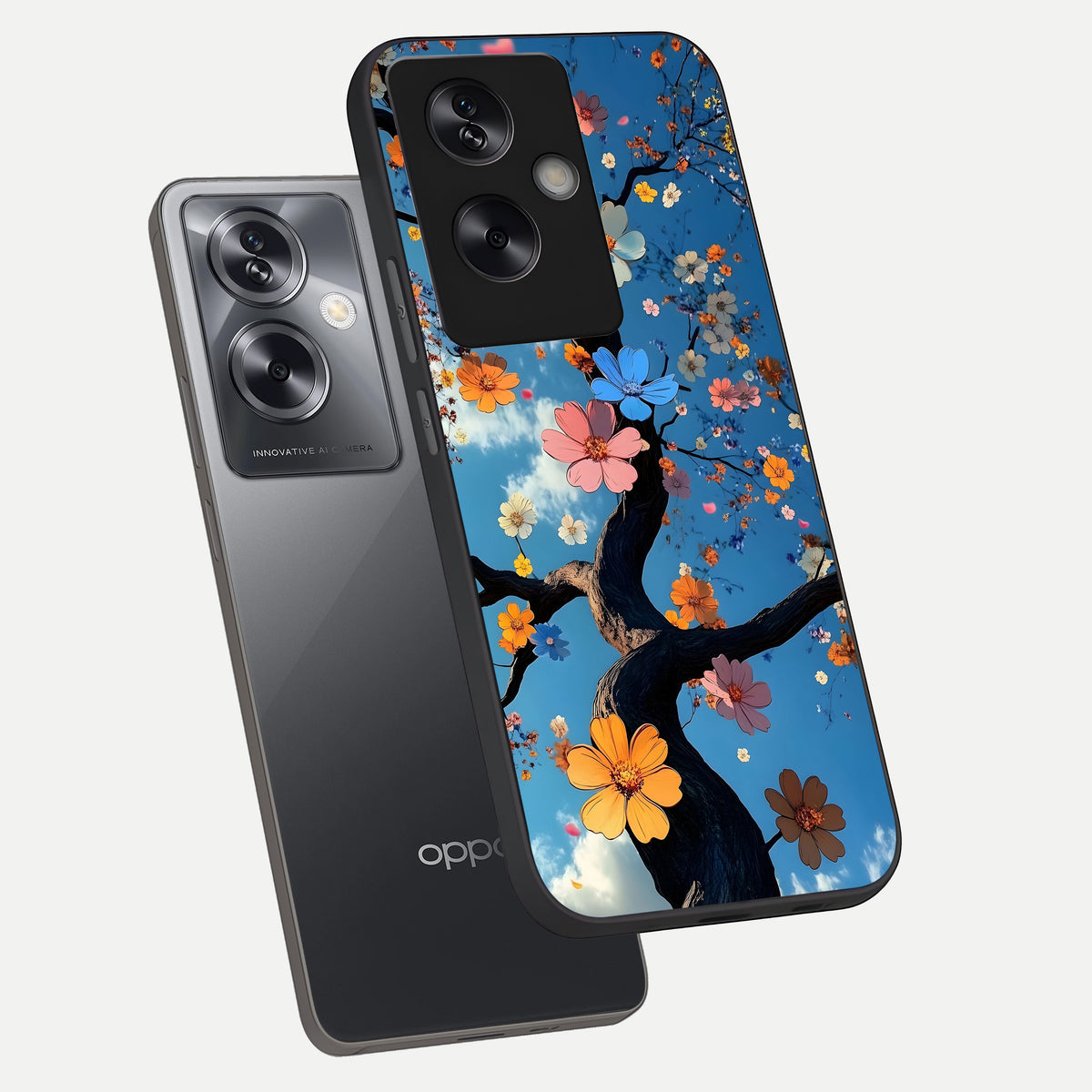  Blossom Dream Sky phone case For Oppo A79 showing premium glass back cover with detailed artwork