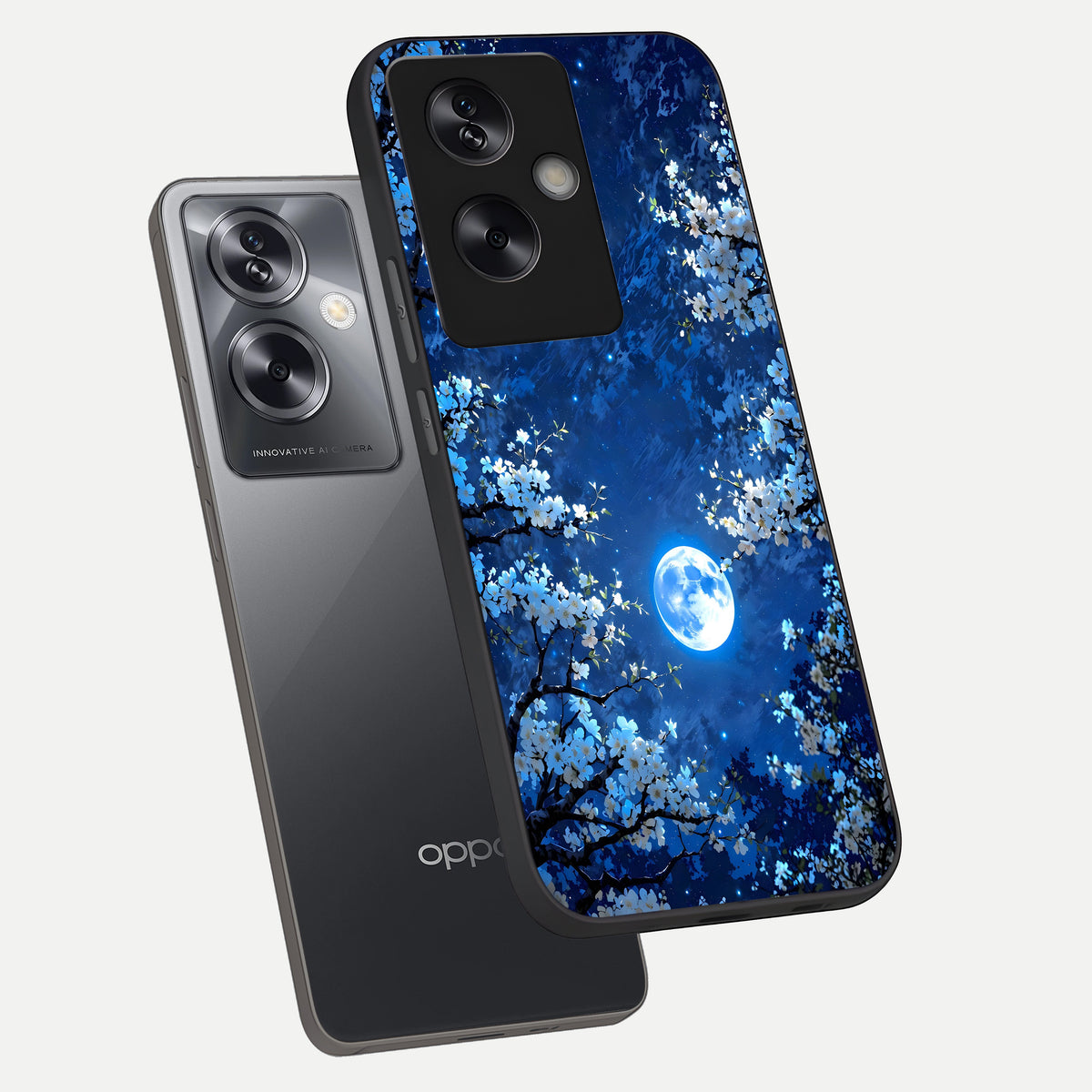  Blossom Moonlight Sky phone case For Oppo A79 showing premium glass back cover with detailed artwork
